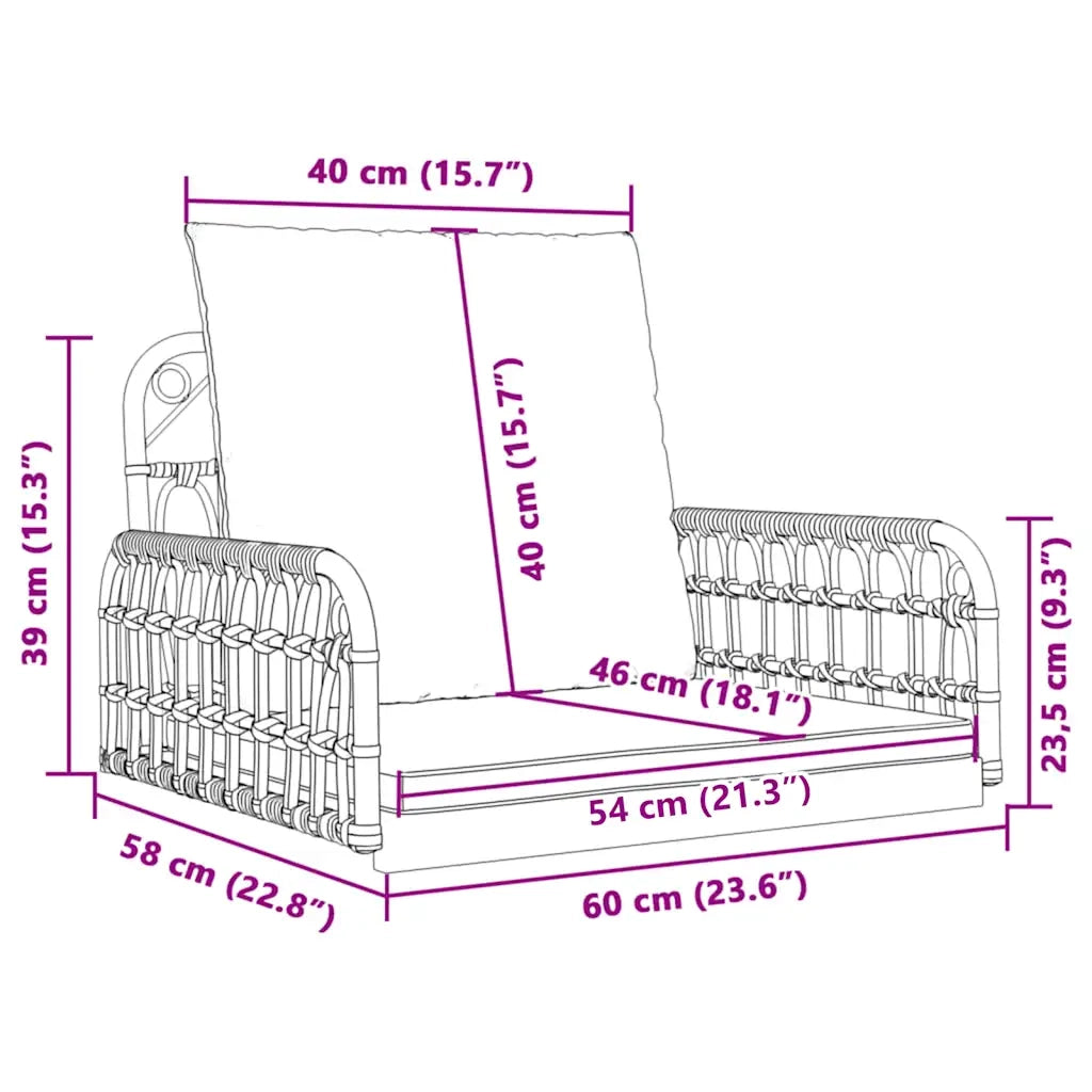 Sedia a Dondolo con Cuscini 63x58x39 cm Polyrattan e Acciaio CFW1730508