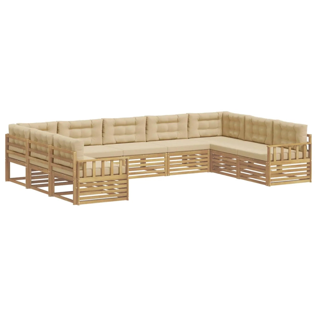 Set di divani da esterno con cuscino 9 pcs Bianco e Beige 3391148