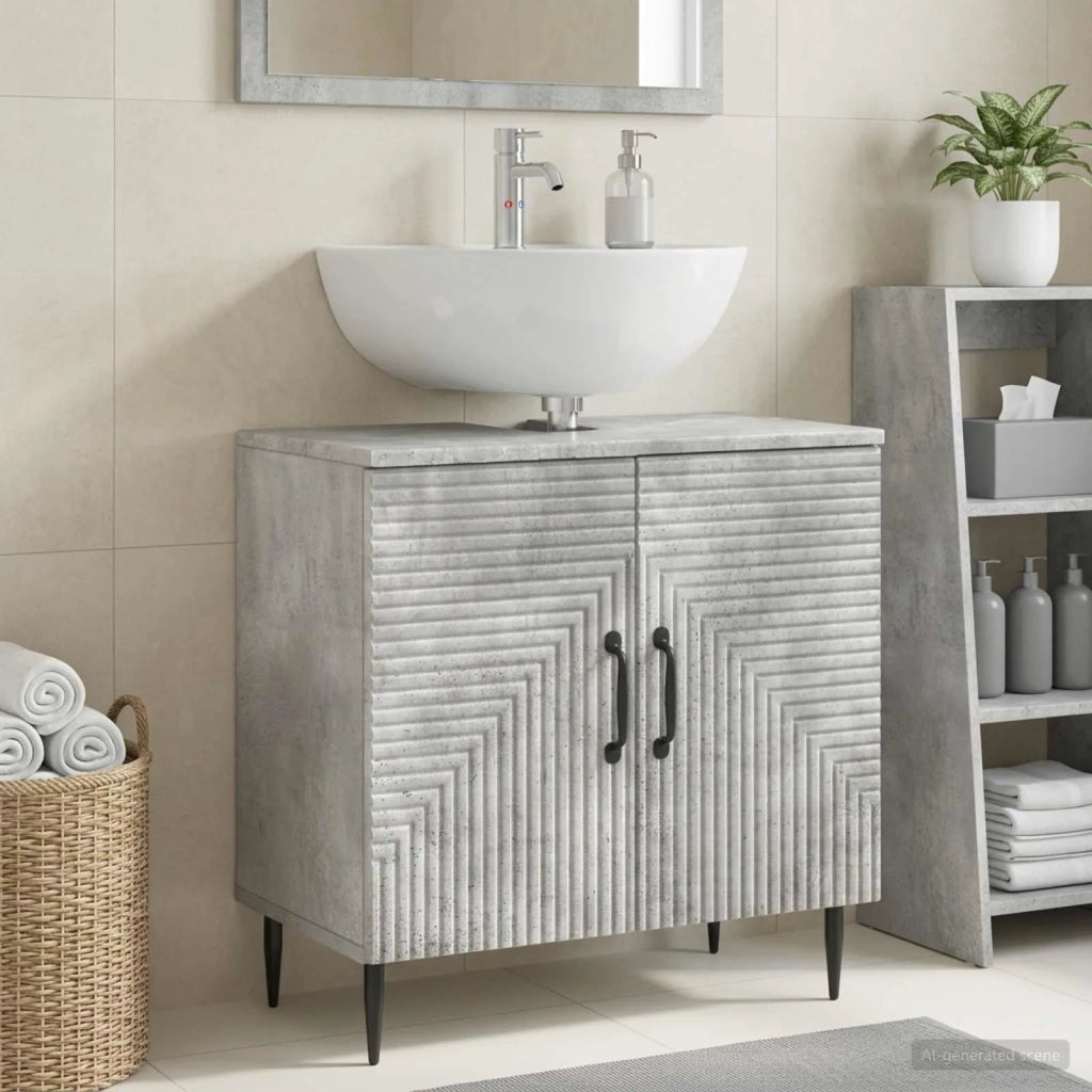 Armadio per Lavabo da Bagno HAARLEM Grigio Cemento 896788