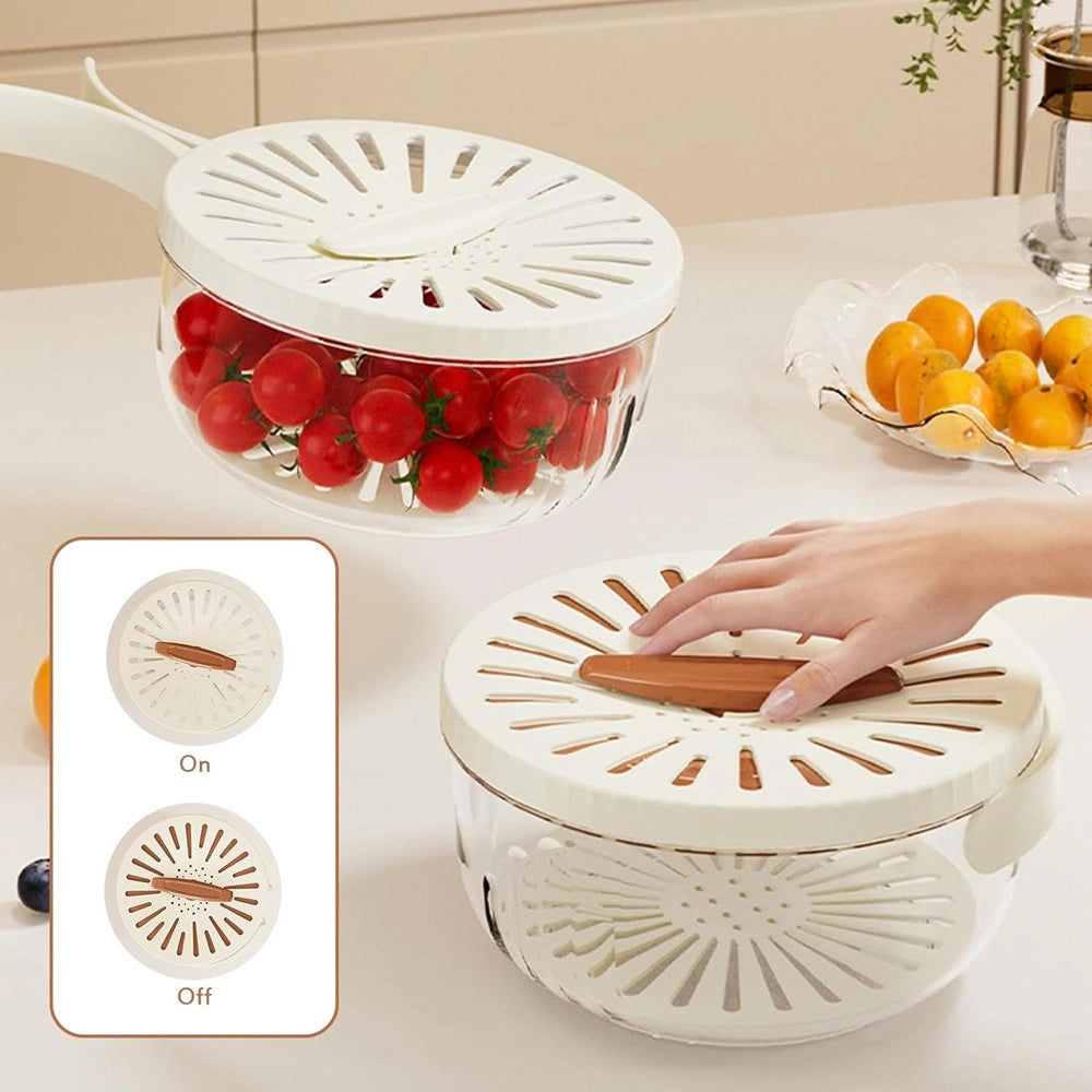 Trade Shop - Cestino Multifunzione Per Lavare Conservare Frutta Verdura Centrifuga Manico Pieghevole -