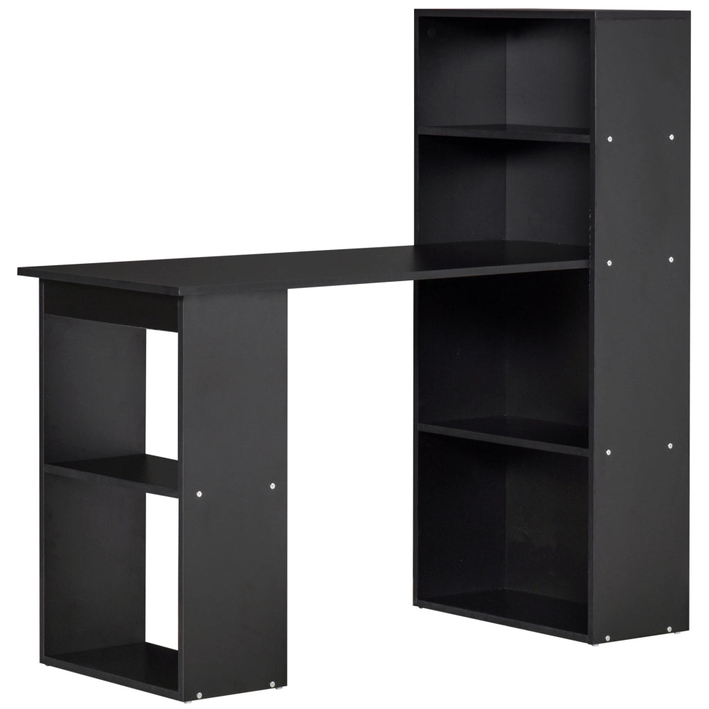 Scrivania per computer con cassetti e scaffali ¨C Minimal ¨C 120x55x120 cm nero