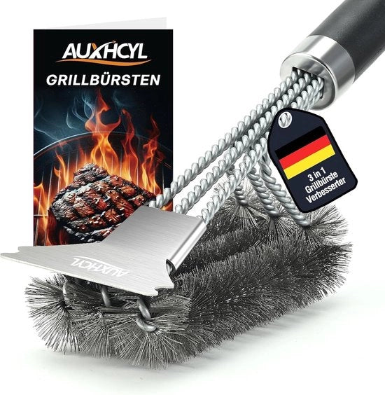 Spazzola per griglia 3-in-1 - Per griglie a gas e a carbone - 45 cm