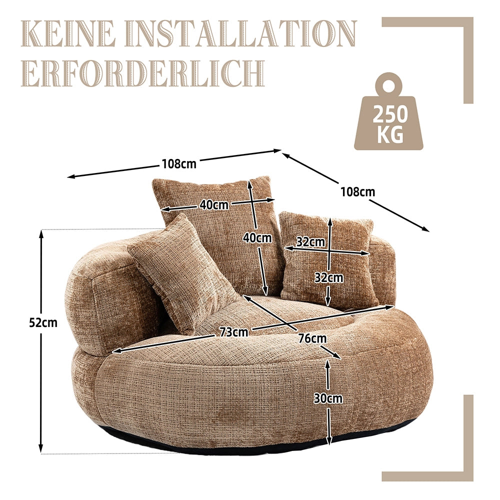 Chaise longue - Xylo - gaming chenille caffè con 3 cuscini