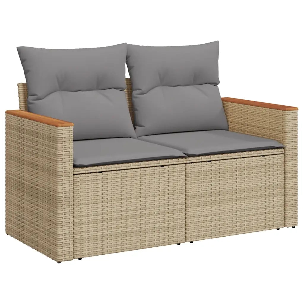 Set Divano da Giardino 6 pz con Cuscini Beige in Polyrattan 3325916