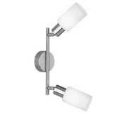 Faretti da Sofffitto Barra 2 Spot Orientabili Acciaio Vetro Bianco Mars GD Trio