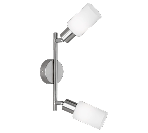 Faretti da Sofffitto Barra 2 Spot Orientabili Acciaio Vetro Bianco Mars GD Trio