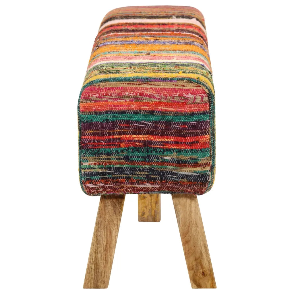 Panca Multicolore 160 cm Tessuto Chindi e Legno Massello Mango 359636