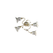 Plafoniera Classica Pisa Metallo E Ceramica Bianco Sfumato Oro 4 Luci E14