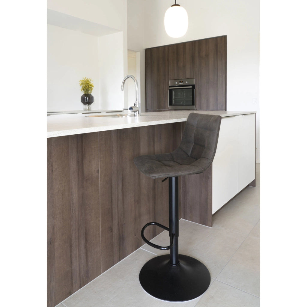Set 2 sgabelli da bar Middelfart in microfibra grigio scuro con base nera