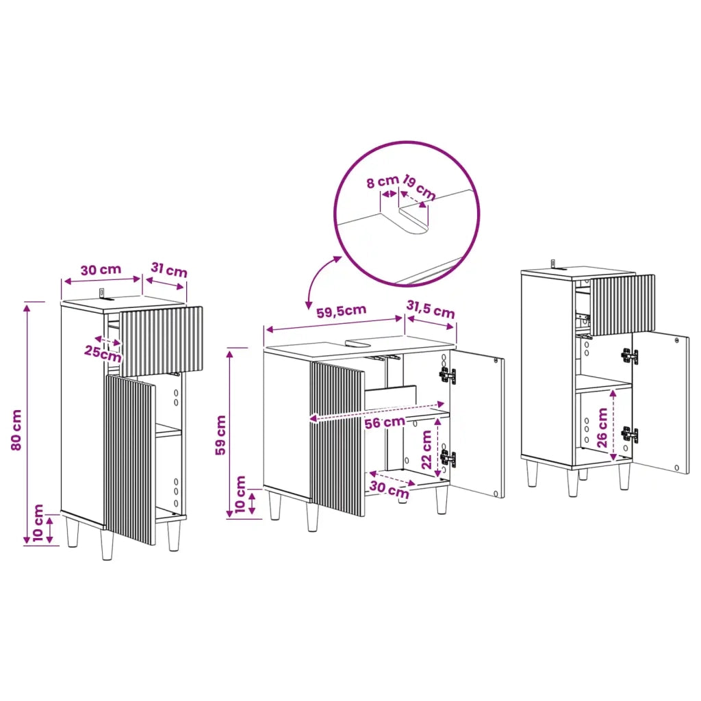 Set di Armadi da Bagno da 2 Pezzi ARNHEM Grigio Cemento 3418011