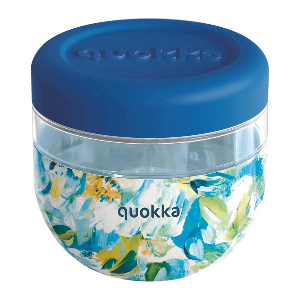 Contenitore Alimentare con Motivo Peonie 500ml con Coperchio Antiscivolo Blu Quokka