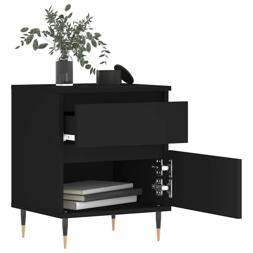 Comodini 2pz Neri 40x35x50 cm in Legno Multistrato 830655