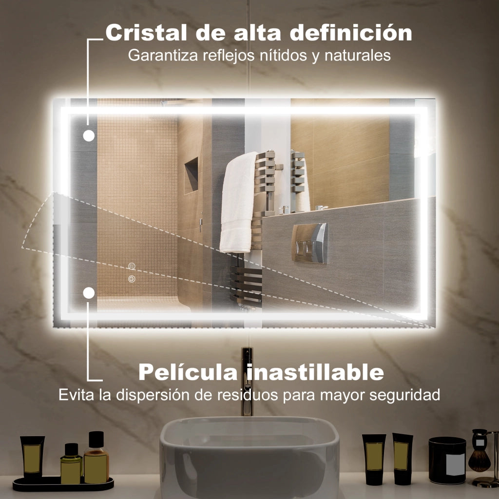Specchio da Bagno LED con Antiappannante ¨C Minimal ¨C 100x60 cm