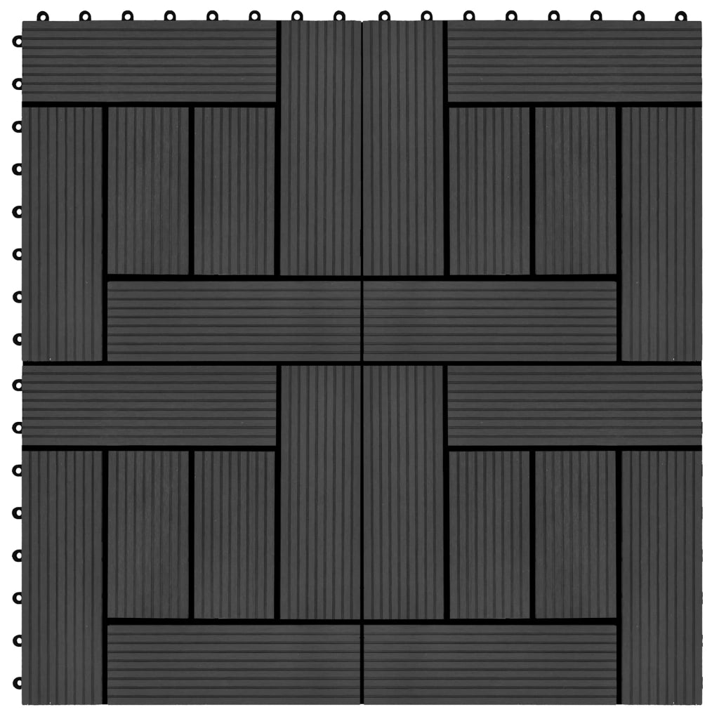 Piastrella per Decking 11 pcs Nero 30 x 30 cm WPC 42046671