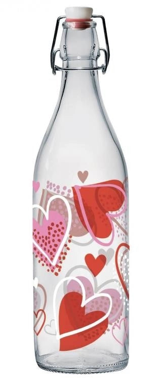 Bottiglia in Vetro Ermetica Lory Heart to Heart 1 Litro Cerve