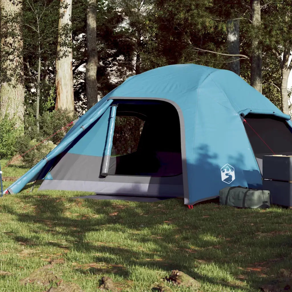 Tenda da Campeggio a Cupola per 4 Persone Blu Impermeabile 94720