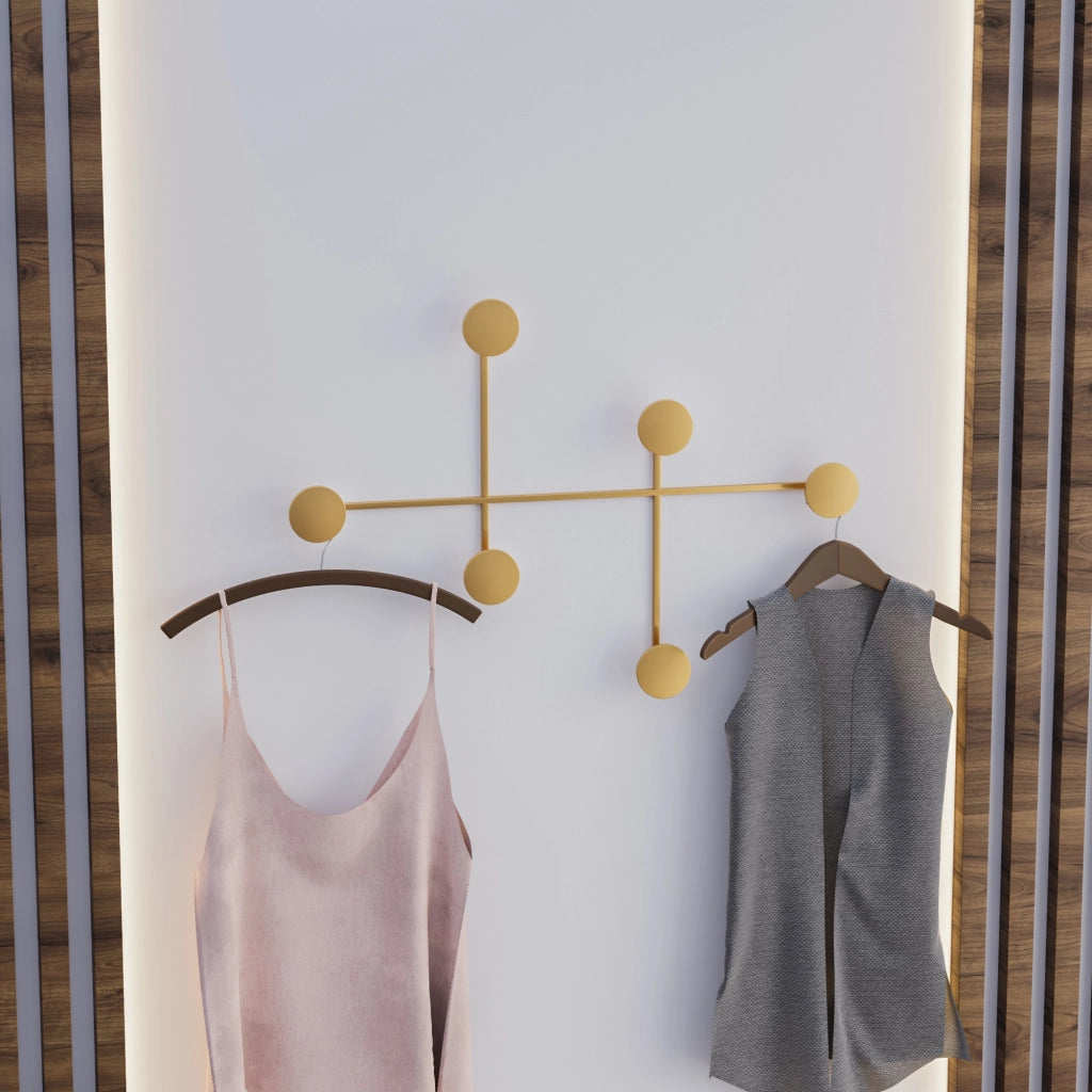 Gancio da parete in metallo "Dama" - 82 x 10 x 60 cm - Oro