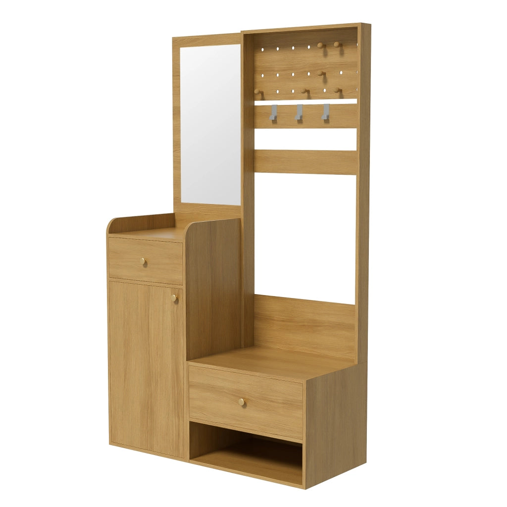 Guardaroba Ingresso con Specchio e Scarpiera ¨C MINIMAL ¨C Appendiabiti, Ripiani, Ganci, 105 cm