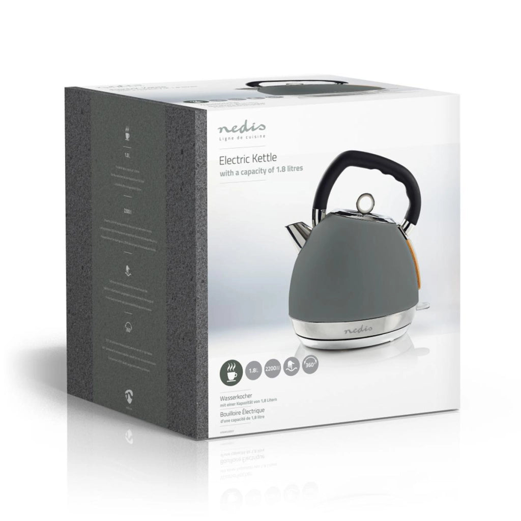 Bollitore elettrico Soft Touch 2200W da 1,8 l con controller Strix Grigio Nedis