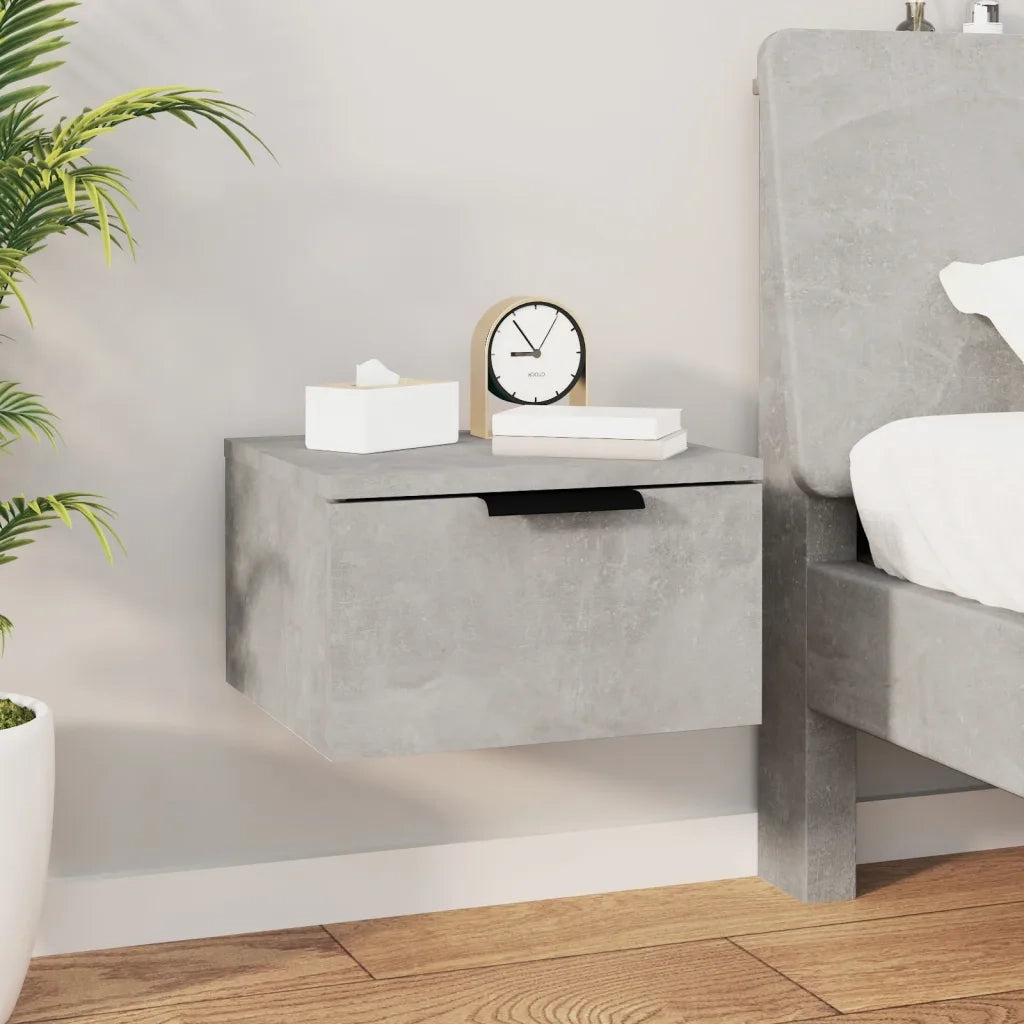 Comodini a Muro 2 pz-Set di 2 Tavolino da notte Grigio Cemento 34x30x20 cm