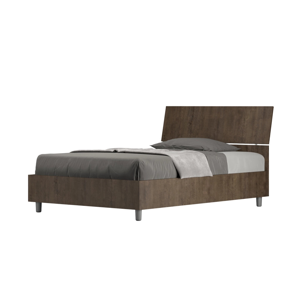 BS COM Letto una piazza e mezza con rete 120x200 testata inclinata noce