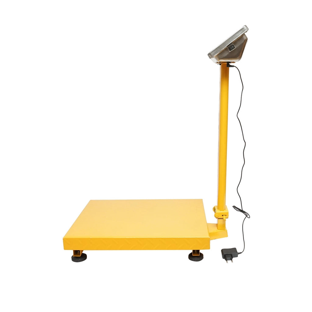 Bilancia elettronica da pavimento a piattaforma, portata 350 kg, con braccio pieghevole e schermo LCD. Breckner Germany