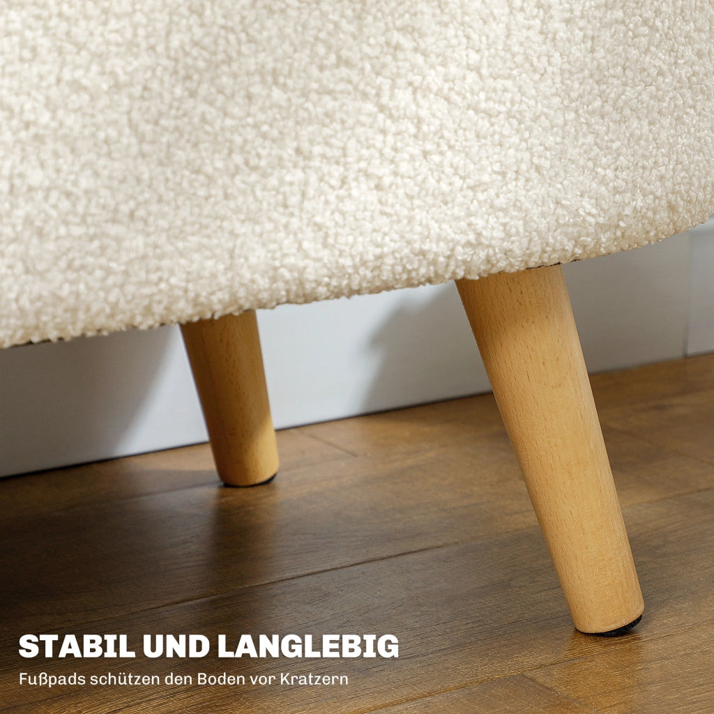 Divano con cassetti ¨C Minimal ¨C Tessuto bianco 90x40x45