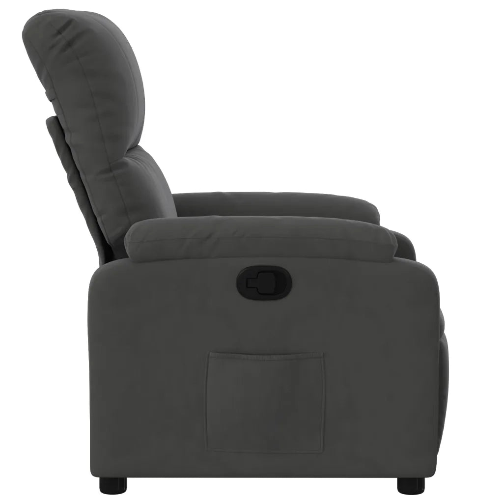 Poltrona | Sedia Relax Reclinabile Grigio Scuro in Tessuto di Microfibra