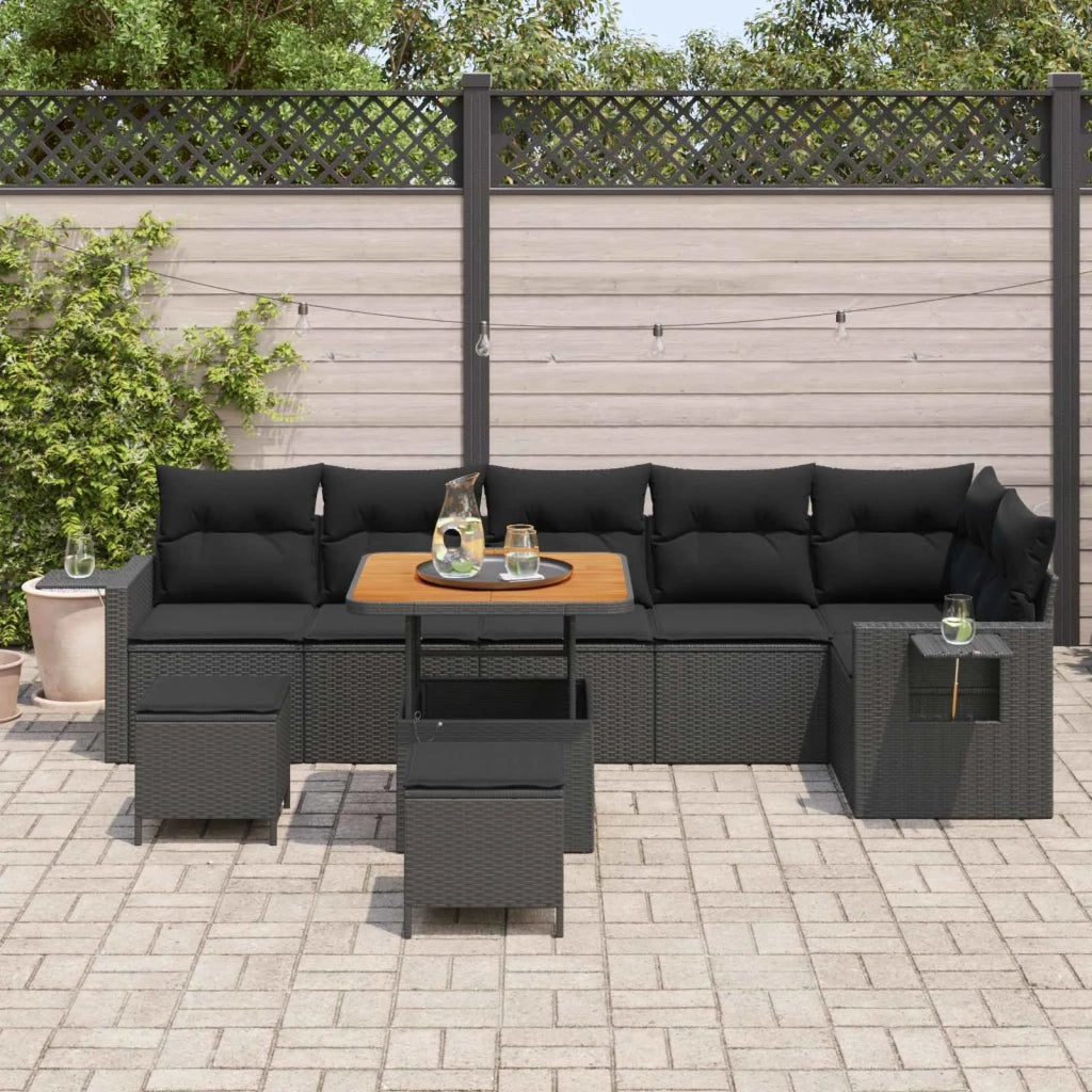 Set Divano da Giardino con cuscino 11 pcs Nero polyrattan 3363709