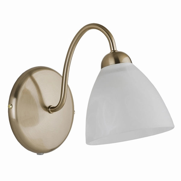 Applique ARIEL Alfa patina oro vetro bianco E27 15W