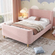 letto a slitta in velluto rosa 90 x 200 cm