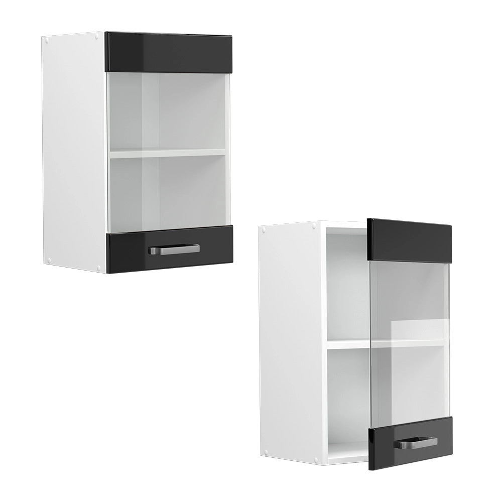 Vicco Mobile da cucina in vetro Nero lucido 40 cm