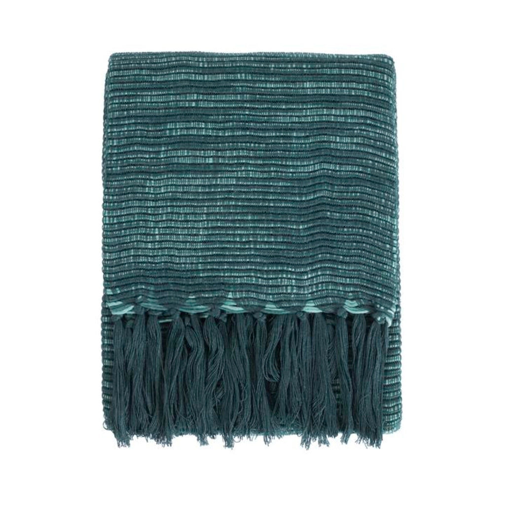 Coperta a quadri blu-verde con frange 130x170cm ANEVIK