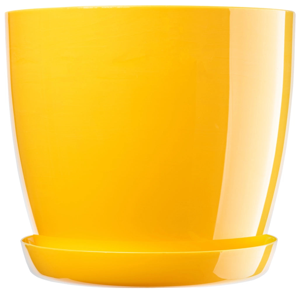 Coprivaso KADAX da 18 cm con sottovaso, in plastica gialla, 3 pezzi
