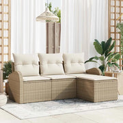 Set Divano da Giardino Beige polyrattan