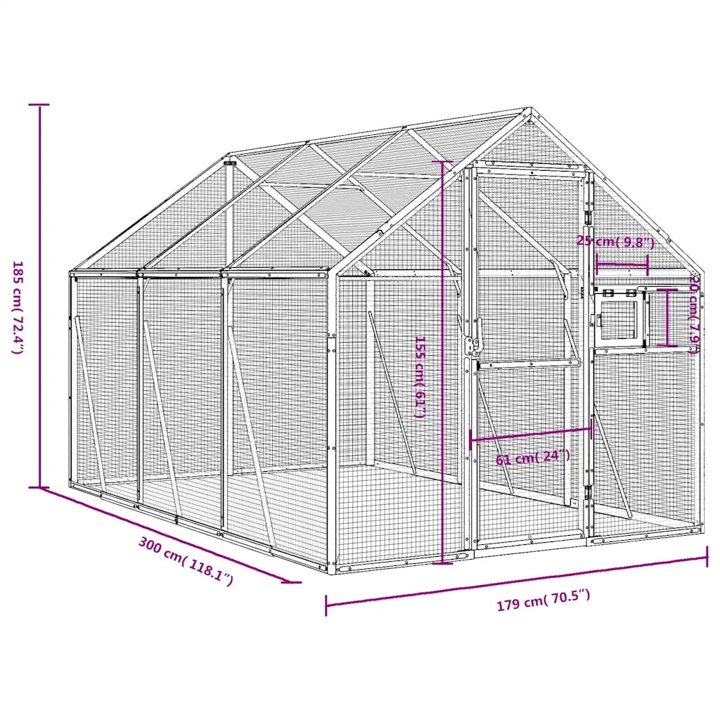Voliera Antracite 1,79x3x1,85 m in Alluminio 3155802