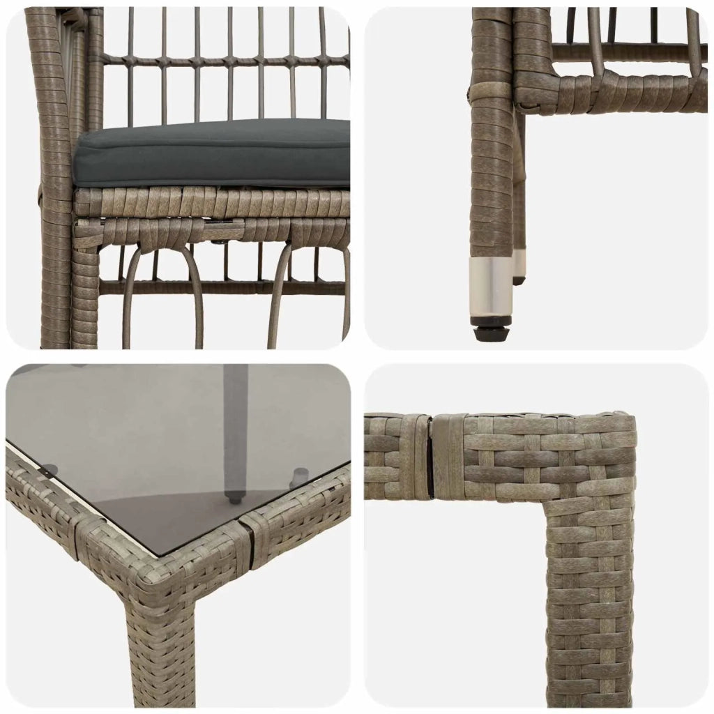 Set da pranzo per esterni 7 pz Grigio polyrattan 3448939
