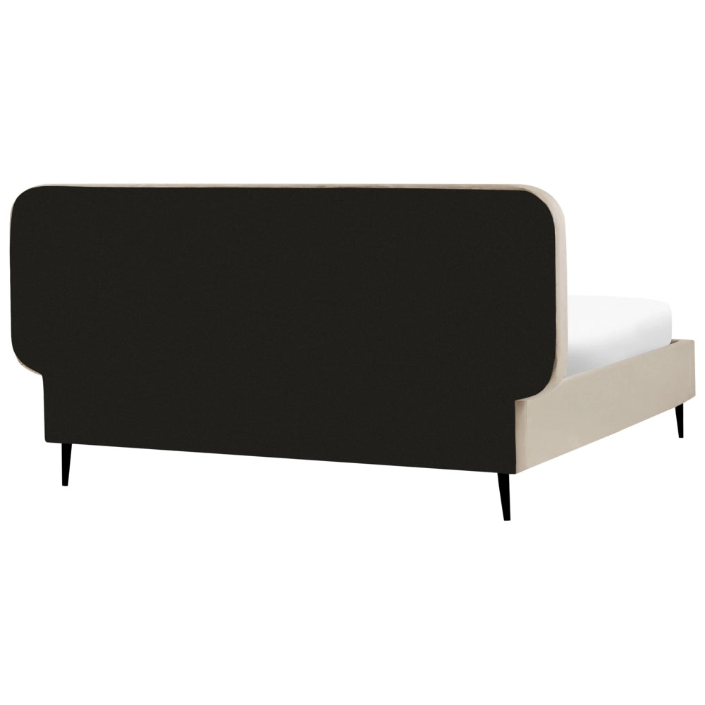 Letto matrimoniale UE tortora Rivestimento in velluto 160 x 200 cm Telaio Poggiatesta Gambe in metallo Design moderno Camera da letto