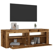 Comodini 2 pz con Luci LED-Set di 2 Tavolino da notte Legno Antico 60x35x40 cm