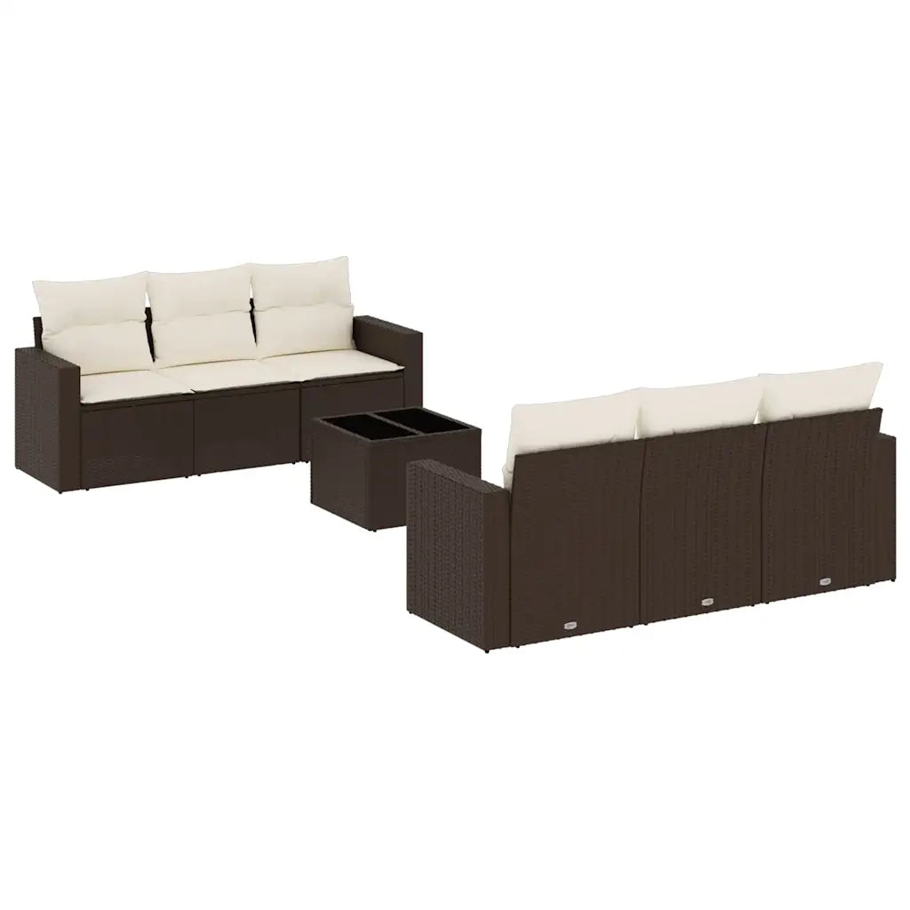 Set Divani da Giardino 7 pz con Cuscini Marrone in Polyrattan 3218703
