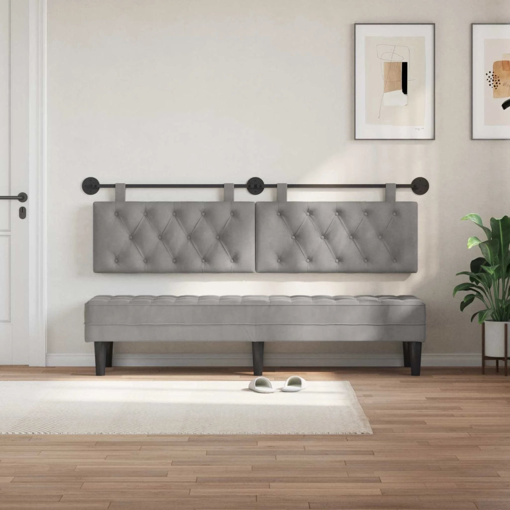 Testiera | Testata sospesa Con luce LED Grigio Chiaro Velluto