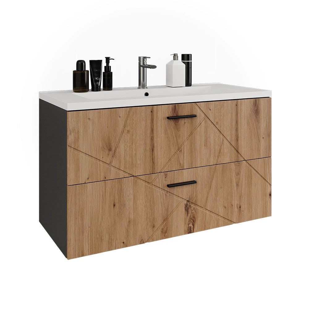 Vicco Set di mobili da bagno Antracite/Artisan 2 parti