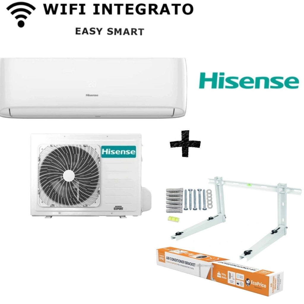 Hisense Easysmart 9000 Btu CA25YR4BG+CA25YR4BW r32 Con Wi-Fi+EcoPrice Staffa Universale