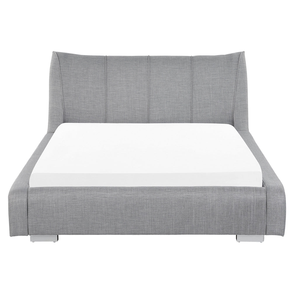 Letto Imbottito Grigio con Rete a Doghe Cuciture Decorative 140 x 200 cm