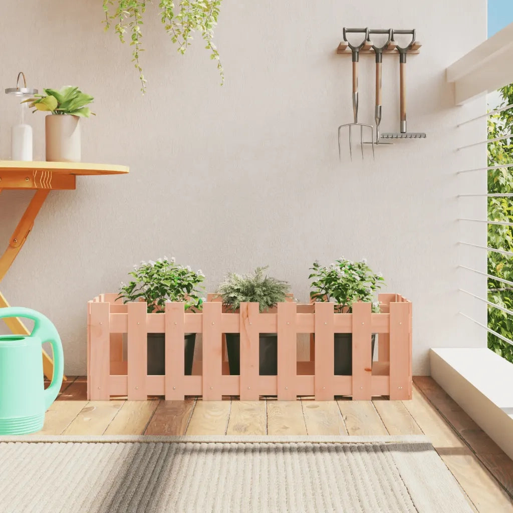 Fioriera | Cassetta per fiori | Vaso Rialzata Giardino Recinzione 100x30x30cm Legno Douglas