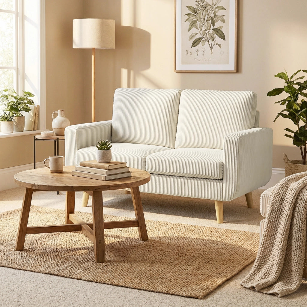 Divano 2 posti in velluto ¨C Minimal ¨C crema 134 cm