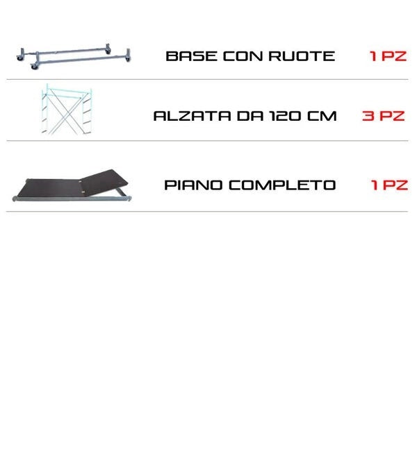 Trabattello maxi tris h. 5.10 Mt. Lavoro Con piano con botola