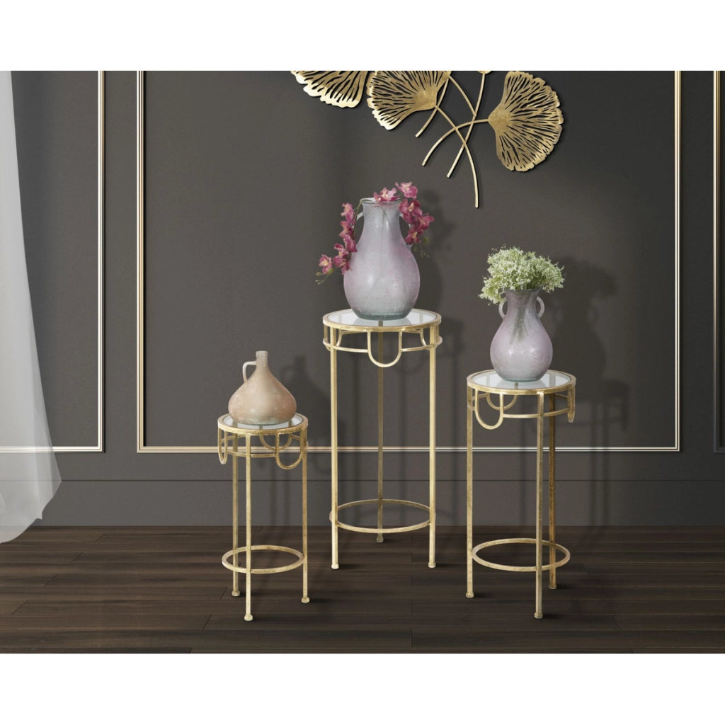 Set di Tavolini VKH428, Oro, Metallo, 33x33x70 cm