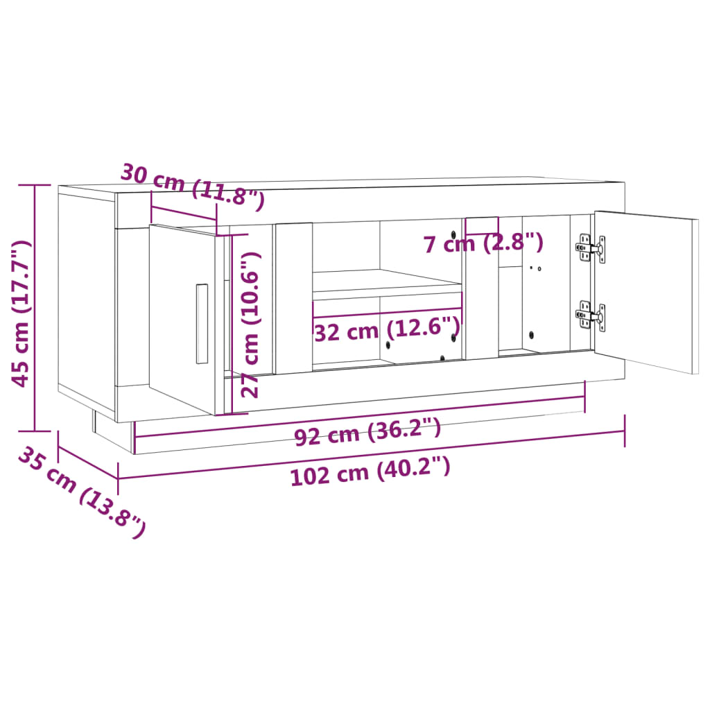 Mobile Porta TV-Mobile per TV-Credenza TV Bianco 102x35x45 cm in Legno Multistrato 236548