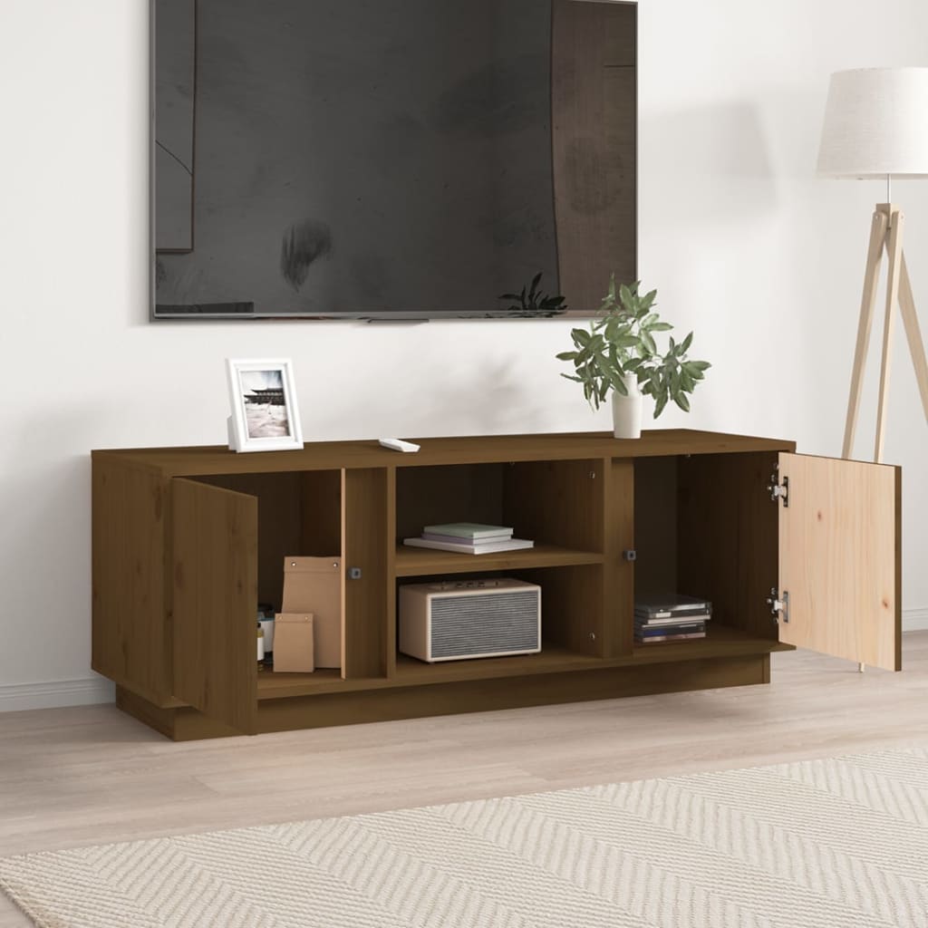 Mobile Porta TV-Mobile per TV-Credenza TV ambra 110x35x40,5 cm in Legno Massello di Pino 726595